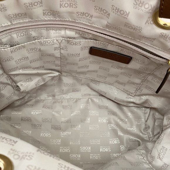 Michael Kors Jet Set Tie Dye Grab Bag Canvas Tote Persimmon Orange - Picture 7 of 8